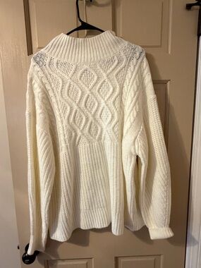 a new day Cream Cable Knit Turtleneck Sweater